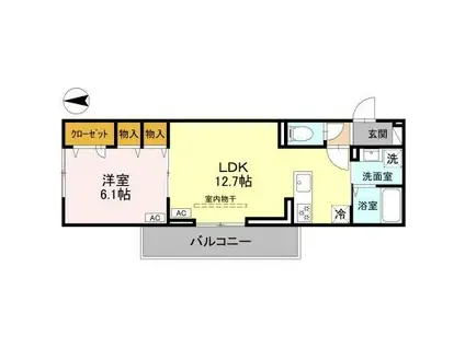 D-ROOM 文京町3丁目(1LDK/1階)の間取り写真