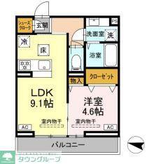 ラペーシュ湘南台(1LDK/1階)の間取り写真