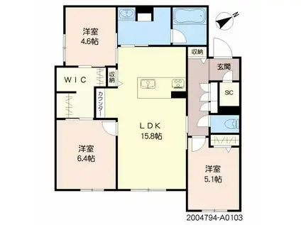 ベレオ青葉(3LDK/1階)の間取り写真