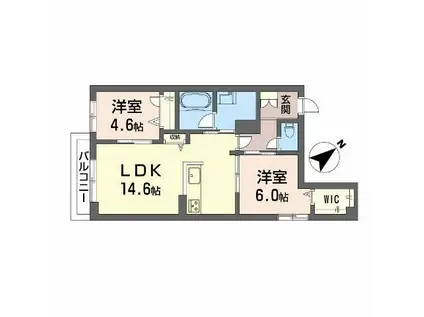 エクラージュ多治米II(2LDK/2階)の間取り写真