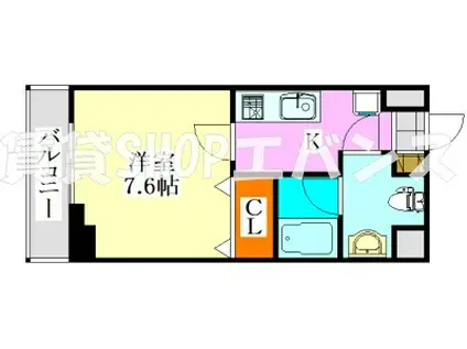 ASCENT Y 津田沼(1K/4階)の間取り写真