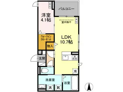 ルヴィータ本陣(1LDK/2階)の間取り写真