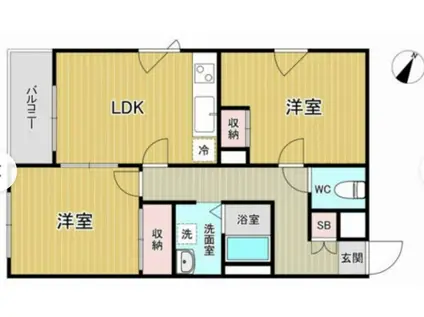 クレドール富久(2LDK/2階)の間取り写真