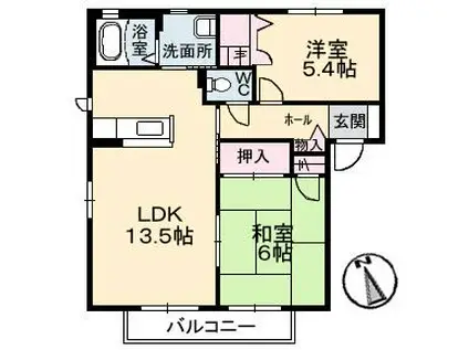 YSEBAA棟(2LDK/2階)の間取り写真