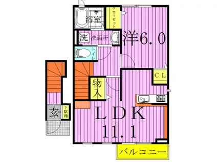 メゾン クレールIV(1LDK/2階)の間取り写真