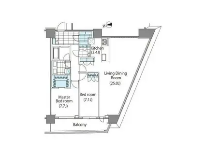 コンフォリア新宿イーストサイドタワー(2LDK/5階)の間取り写真