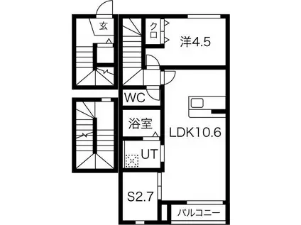 エストポミエ B棟(1SLDK/3階)の間取り写真