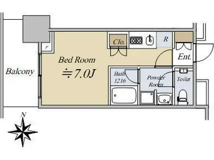 大崎駅西口F南地区市街地再開発(1K/19階)の間取り写真