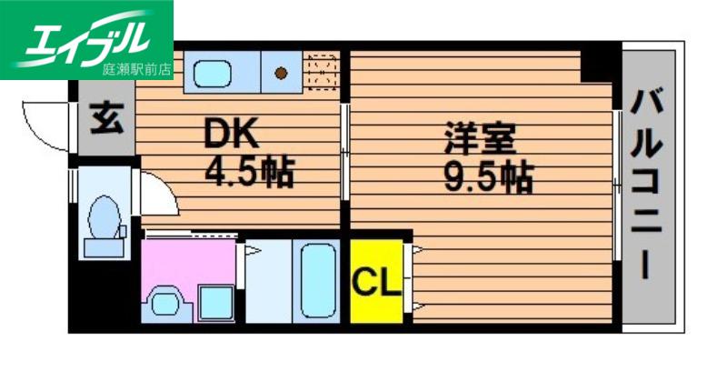 コザックス(1DK/7階)の間取り写真