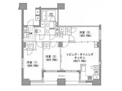 パークハビオ八丁堀(3LDK/12階)の間取り写真
