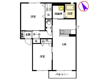 キャニオン ナカタ(2LDK/2階)の間取り写真
