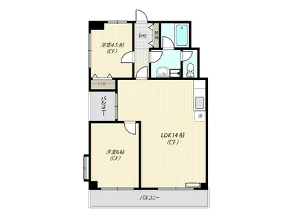 エスパリエ荻島(2LDK/3階)の間取り写真