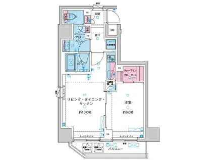 GENOVIA花月総持寺(1LDK/5階)の間取り写真