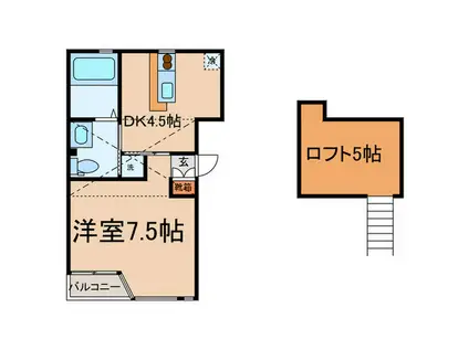 STEP(1DK/1階)の間取り写真