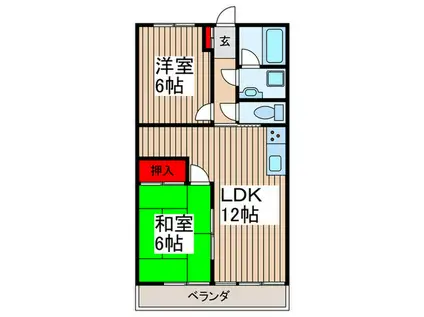 マンションニュー中山(2LDK/4階)の間取り写真