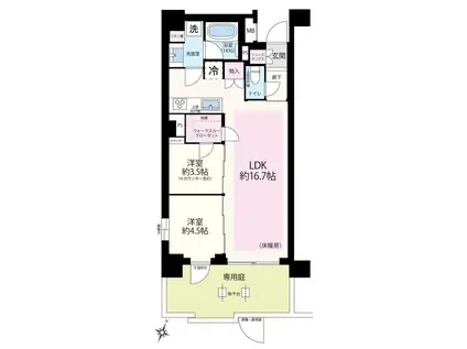 レ・ジェイドシティ橋本 I(2LDK/1階)の間取り写真