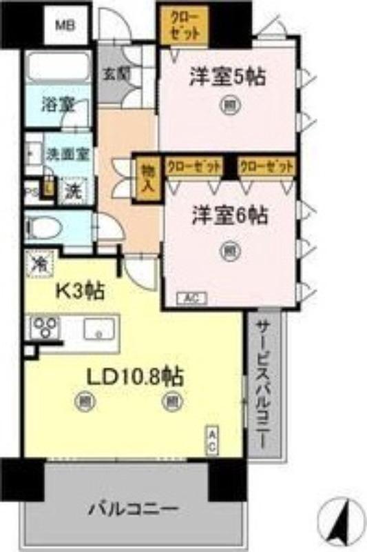 グローリオコンフォート青葉通一番町(2LDK/13階)の間取り写真