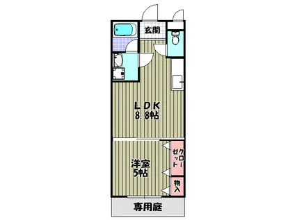 フローラ河内長野(1LDK/1階)の間取り写真