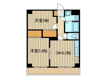 パークサイドユー(2DK/2階)の間取り写真