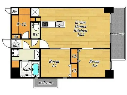 グリュックメゾンF-SAGISU(2LDK/10階)の間取り写真