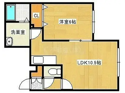 ミルキーウェイ(1LDK/2階)の間取り写真