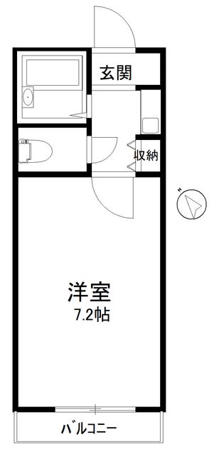 フラットT(1K/2階)の間取り写真