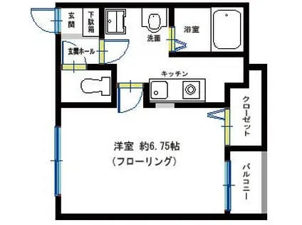 ルーナウエスト(1K/2階)の間取り写真