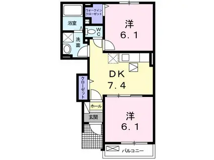 フェリチータ・K(2DK/1階)の間取り写真
