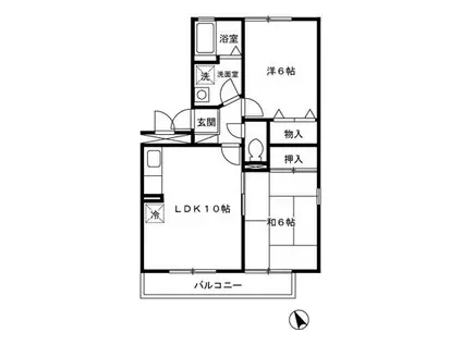 グランドゥール田中(2LDK/2階)の間取り写真
