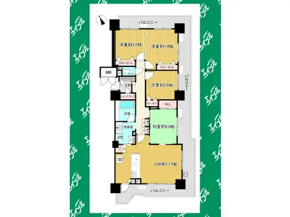 アルバックス蒲郡ステーションタワー(3LDK/12階)の間取り写真