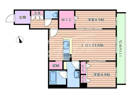 LINDEN PLACE(2LDK/1階)の間取り写真