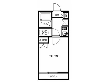 ドエル品川(1K/2階)の間取り写真
