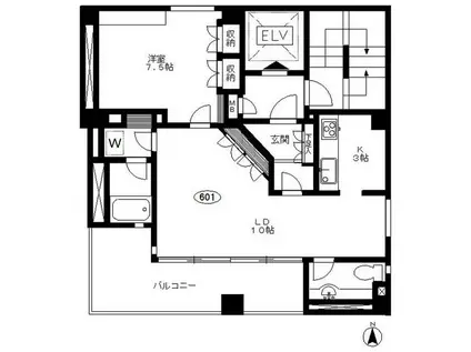 イマムラハウス(1LDK/6階)の間取り写真