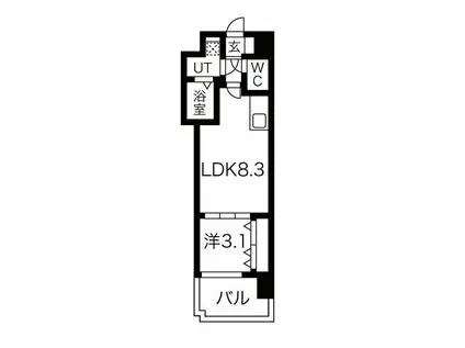 ミラージュパレス都島本通(1LDK/2階)の間取り写真