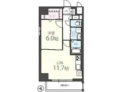 アップワード(1LDK/3階)の間取り写真