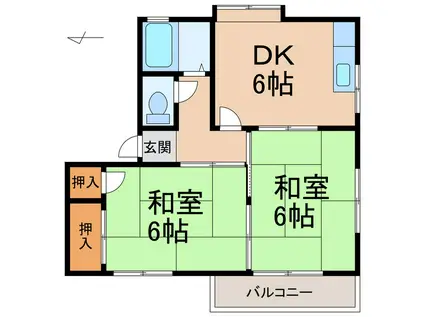 メゾンフェリス金池I(2DK/1階)の間取り写真