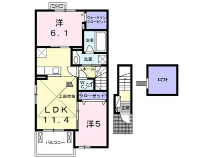 グラースB(2LDK/2階)の間取り写真