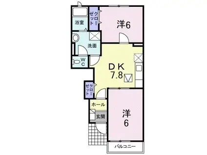 フェリーチェA(2DK/1階)の間取り写真