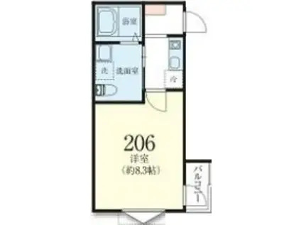 ANONTERRACE枡形(1K/2階)の間取り写真