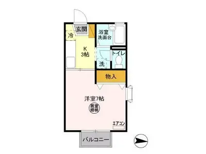 フローラ春日(1K/1階)の間取り写真