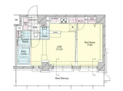 シェル品川戸越(1LDK/6階)の間取り写真