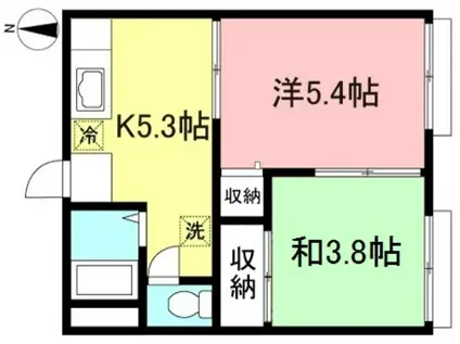 慈雲コーポラスC棟(2K/2階)の間取り写真