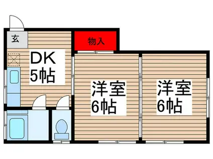 ロツキー芝(2DK/2階)の間取り写真