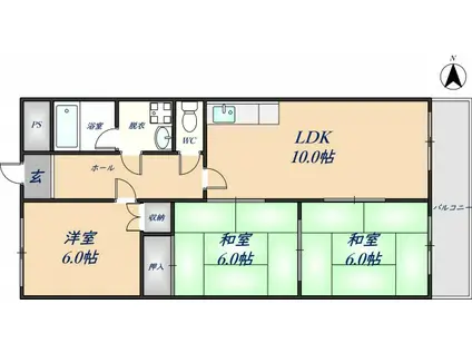 コーポ泰山 灰塚(3LDK/2階)の間取り写真