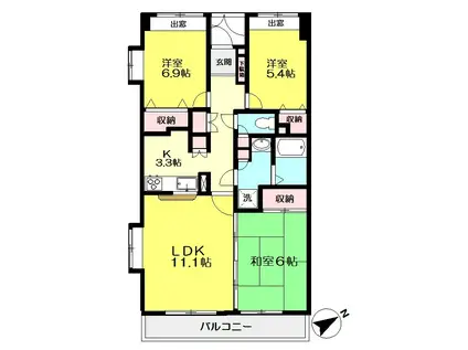 エス・アンド・ウィンディー(3LDK/1階)の間取り写真