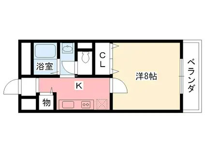 青木町ユーミーフラッツ(1K/1階)の間取り写真