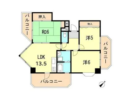 ル・パレ須磨(3LDK/9階)の間取り写真