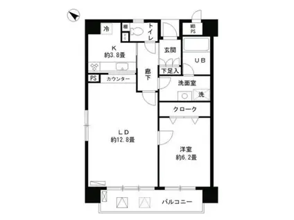 アステリオン松濤(1LDK/2階)の間取り写真