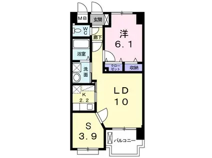 グランデスカイ空港南(1SLDK/5階)の間取り写真