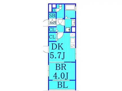ジェノヴィア川崎V(1LDK/5階)の間取り写真